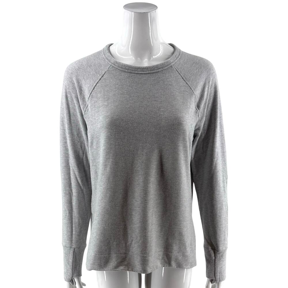 Athleta Coaster Luxe Recover Sweatshirt Size Medium Heather Gray Side Slits
